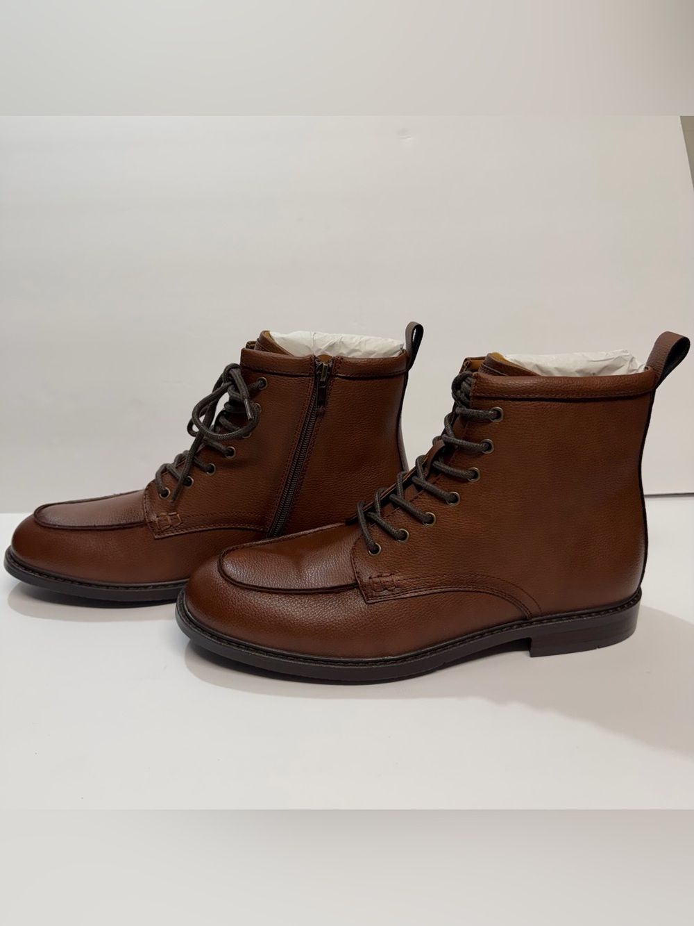 ALDO Brown Leather Ankle Boots Lace-Up Zip Men's US 10.5 Casual Fall Winter